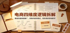 电商四维度逻辑拆解：赛道货盘渠道推广，货架内容双模式，初阶商家落地教学