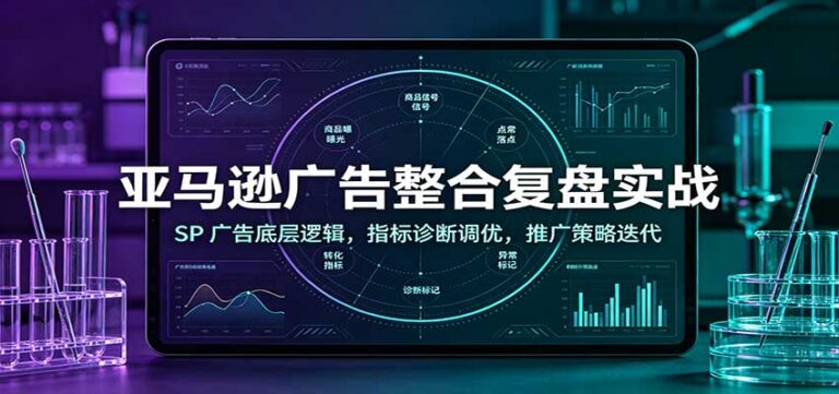 亚马逊广告整合复盘实战：SP广告底层逻辑，指标诊断调优，推广策略迭代