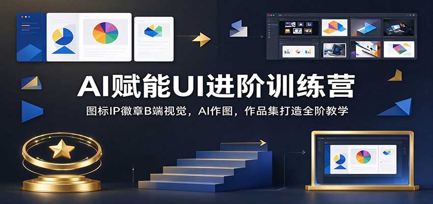 AI赋能UI进阶训练营：图标IP徽章B端视觉，AI作图，作品集打造全阶教学