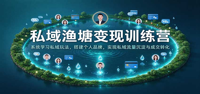 私域渔塘变现训练营：系统学习私域玩法，搭建个人品牌，实现私域流量沉淀与成交转化